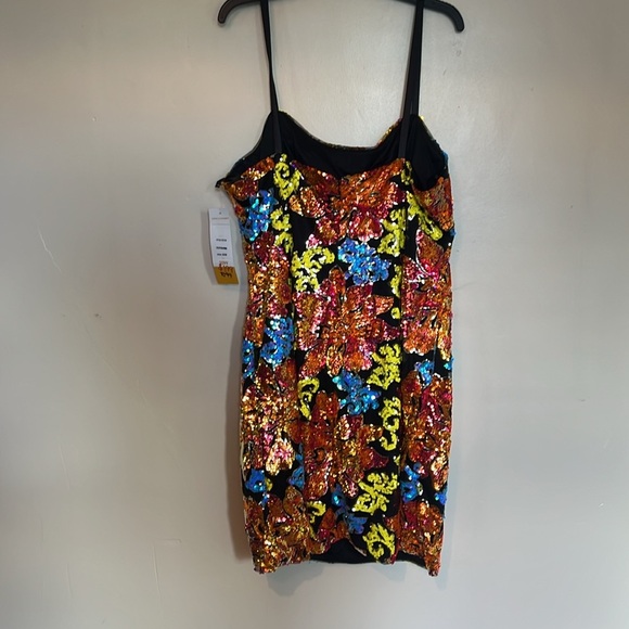 Dave & Johnny Colorful Bold Sequin Mini Cocktail Party Dress NWT Size 20W - Picture 9 of 11
